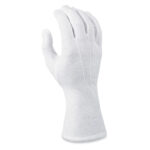 white cotton long wrist length glove, back view