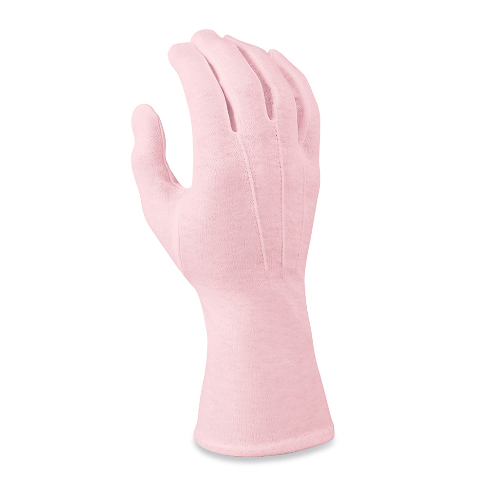 pink cotton long wrist length glove, back view