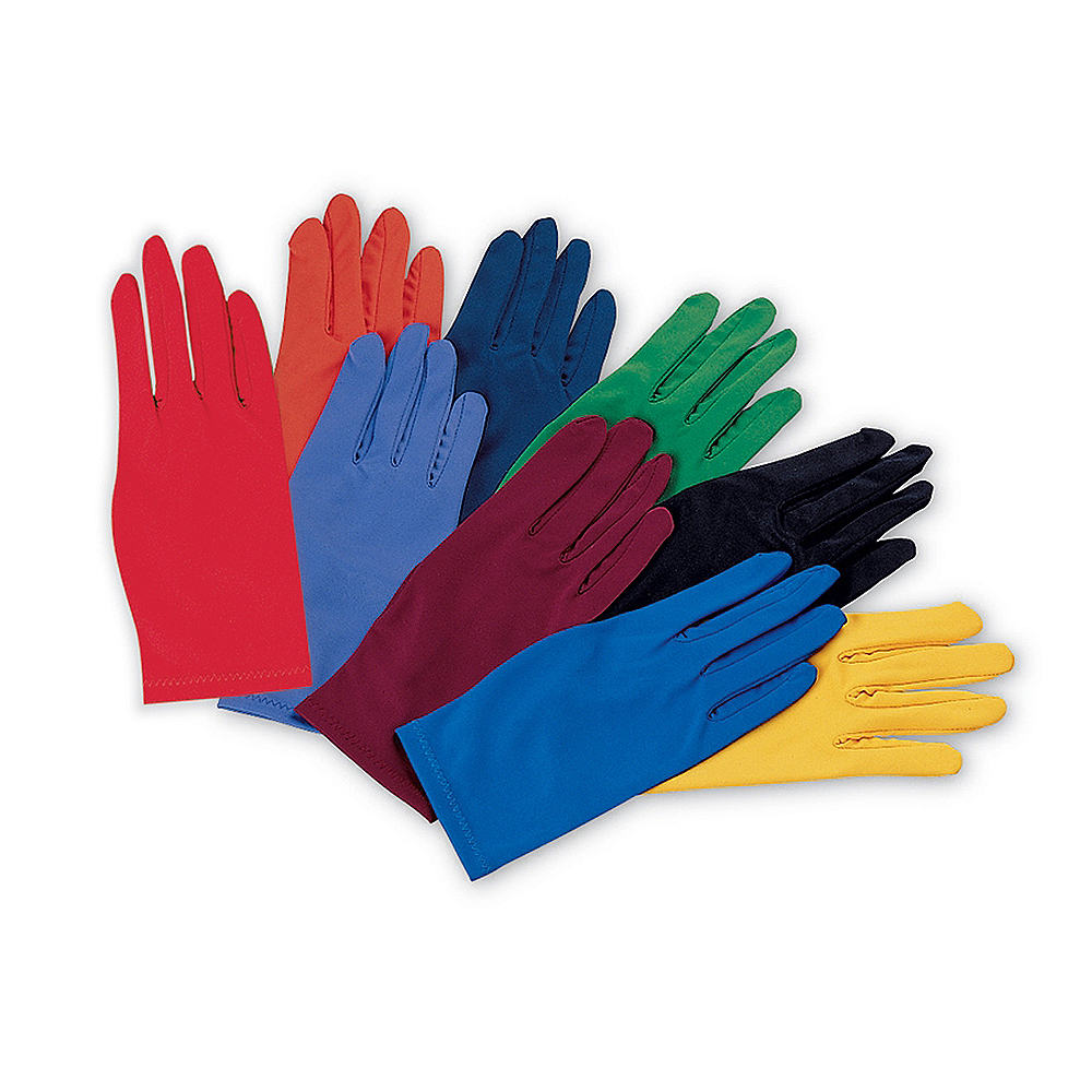 collection of solid color gloves laying flat