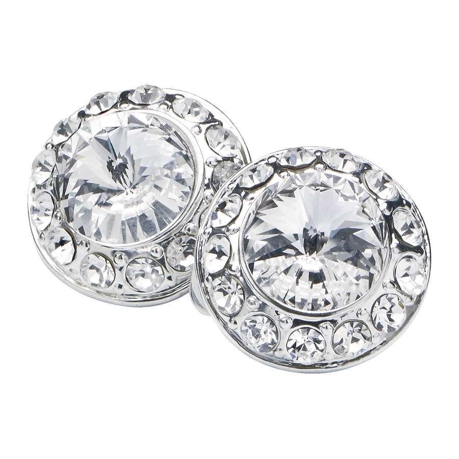 Clear Celestial Button Earrings front detail