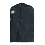 black vinyl garment bag, front view