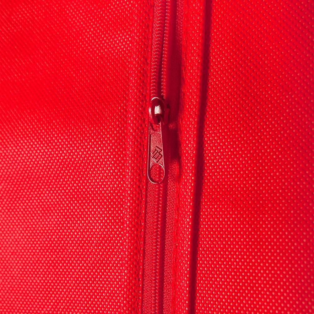 red Economy Garment Bag, zipper detail
