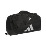 Black/Silver adidas Medium Defender 5 duffel bag, front view