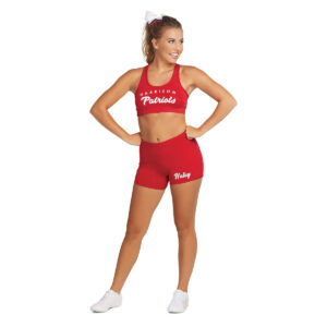 red Augusta Vent Sports Bra, full length front view with model