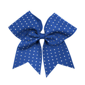 One-Layer Two-Tone cheer bow with Rhinestones in blue with silver mini rhinestones
