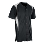 black/white/graphite champro bull pen jersey, front right three-quarters