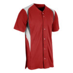 scarlet/white/graphite champro bull pen jersey, front right three-quarters