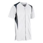 white/black/graphite champro bull pen jersey, front right three-quarters