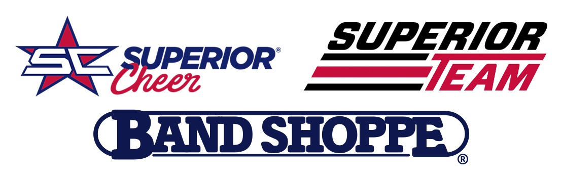 Group of Pearison brand logos - Superior Cheer & Dance, Superior Team, and Band Shoppe