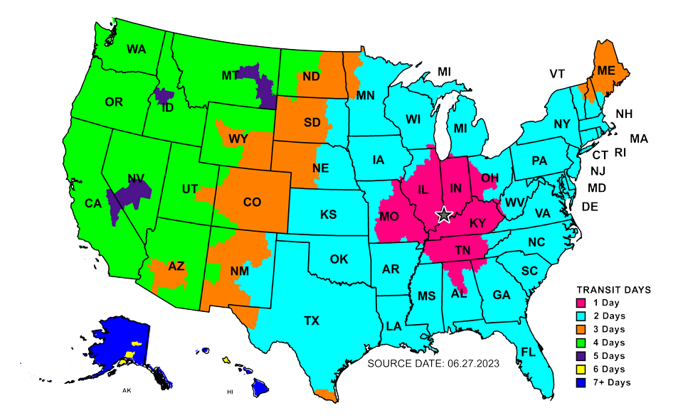 Shipping Map, contact our sales team for accessibility assistance.